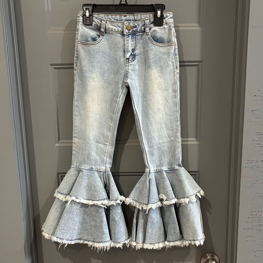 Kids' Light Blue Tiered Flare Jeans